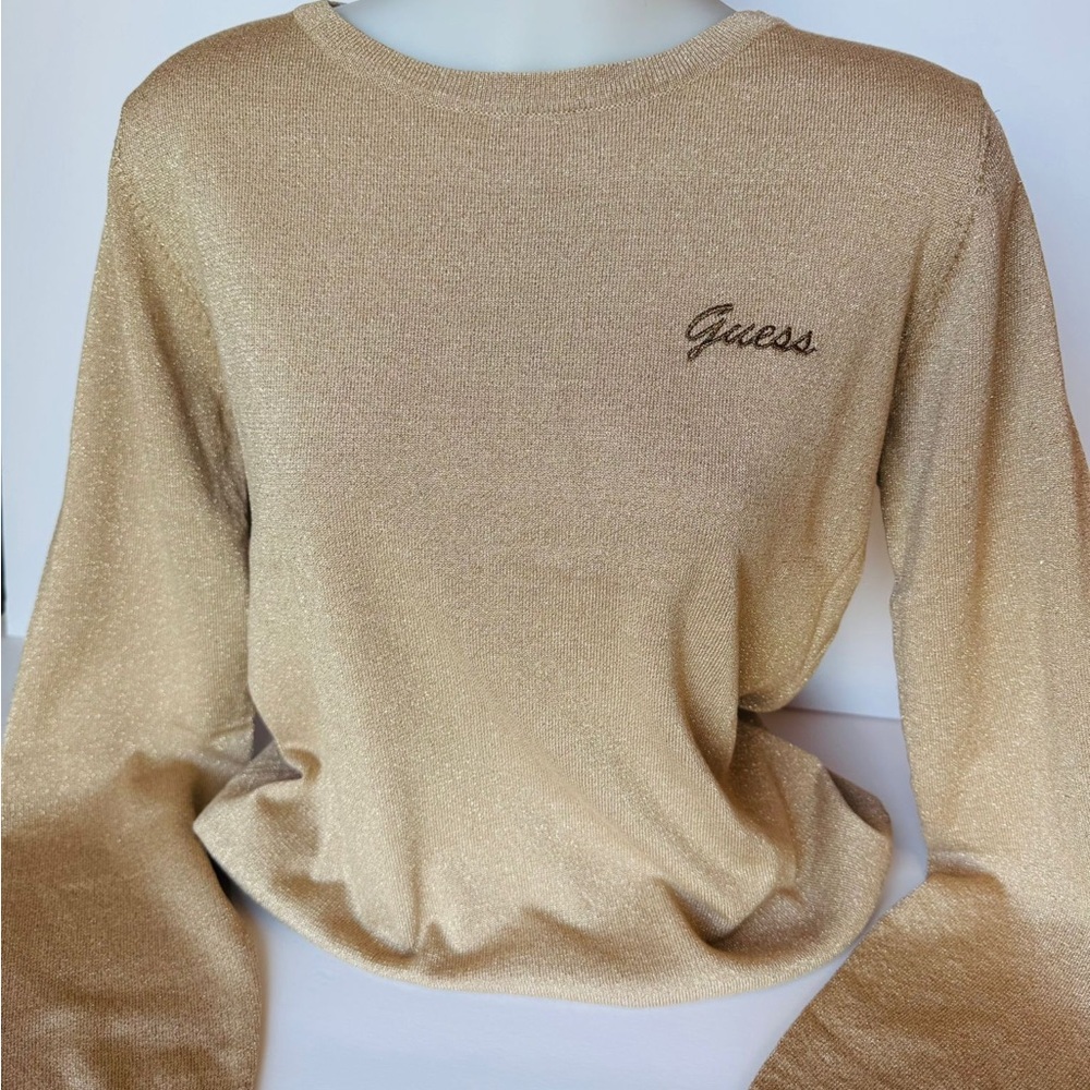 Guess Women's Shimmering Gold Long Sleeve Tee